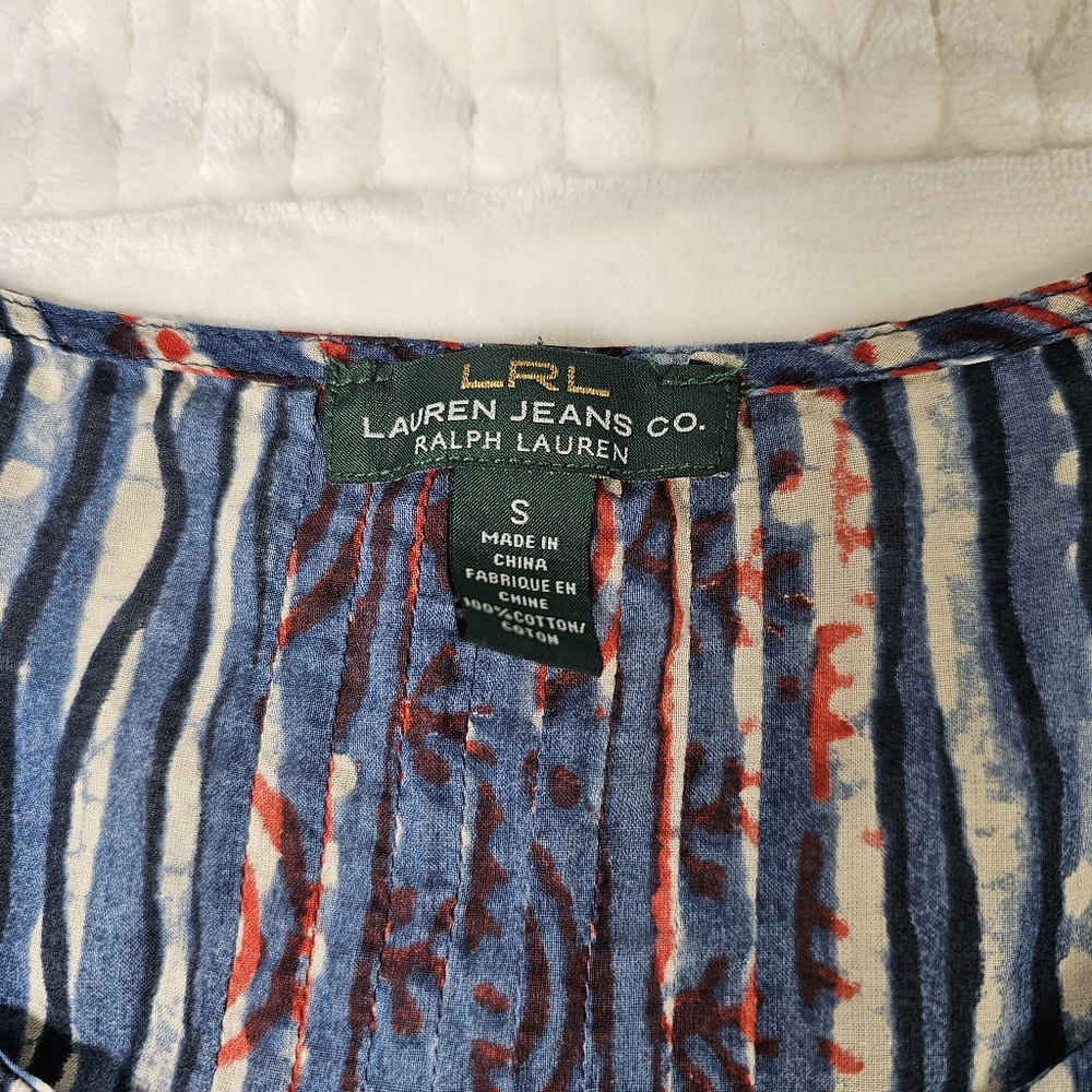 LRL Ralph Lauren Pintuck Peasant Top with 3/4 Sleeves - Picture 6 of 13